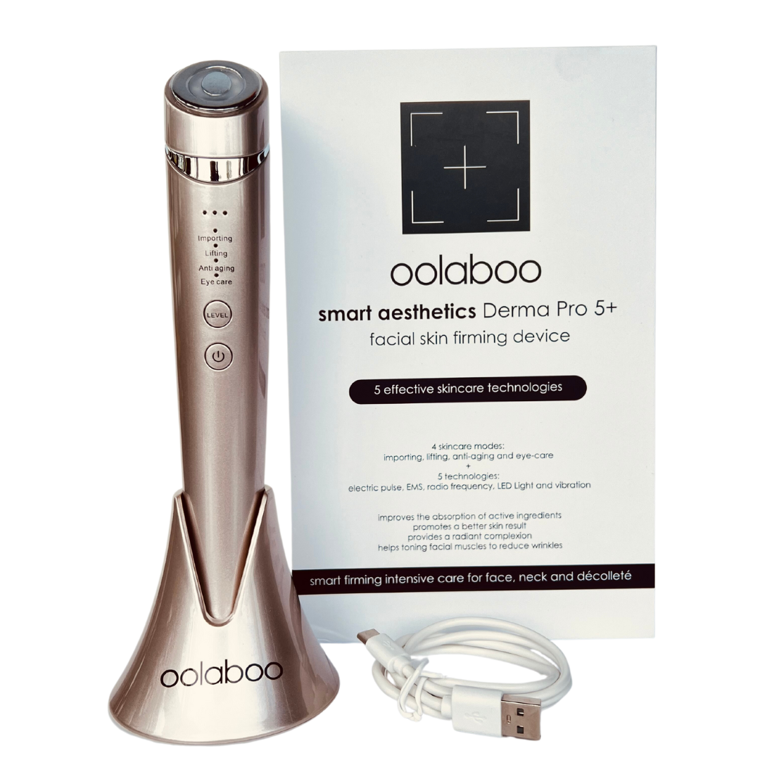 Oolaboo Smart Aesthetics Derma Pro 5+ apparaat met doosje en oplaadkabel