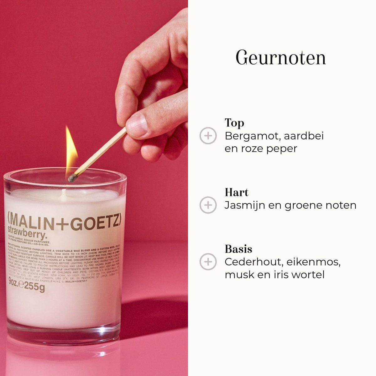 Geurkaars Strawberry 255gr geurnoten