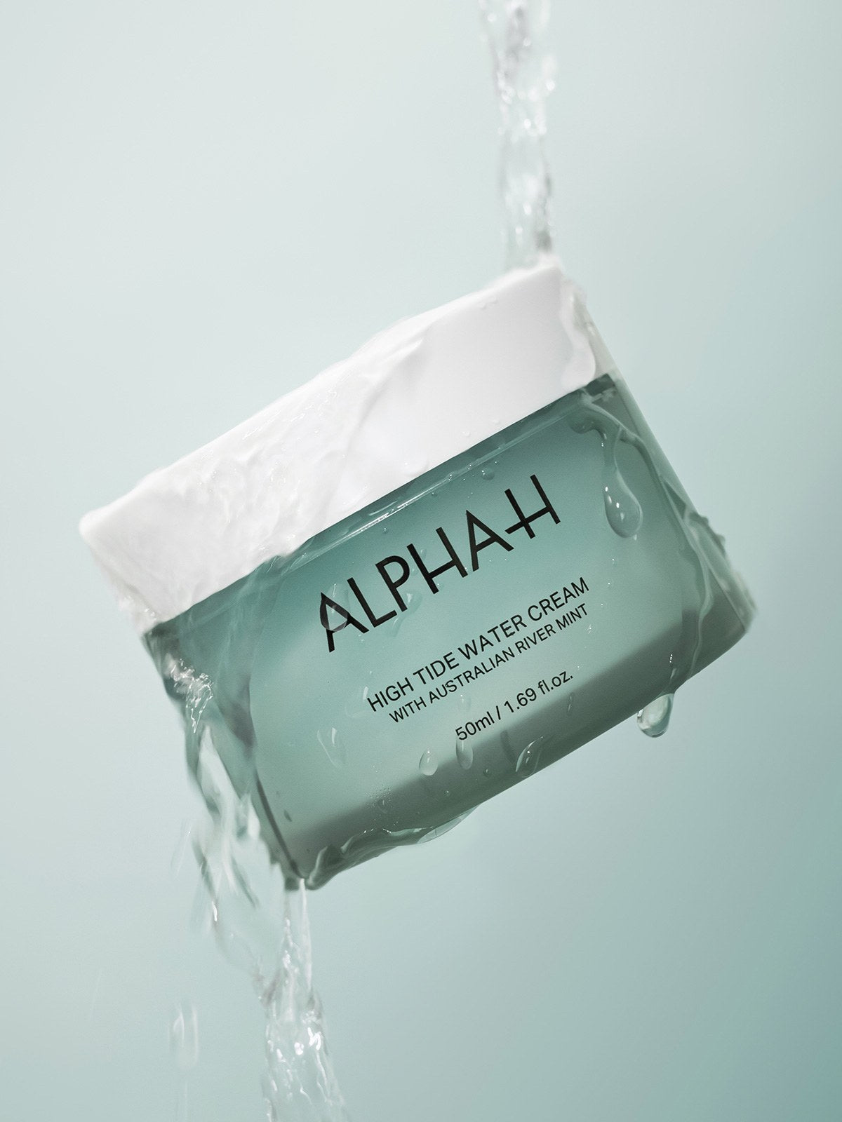 Alpha-H High Tide Water Cream pot in stromend water
