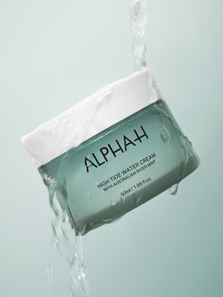 Alpha-H High Tide Water Cream pot in stromend water
