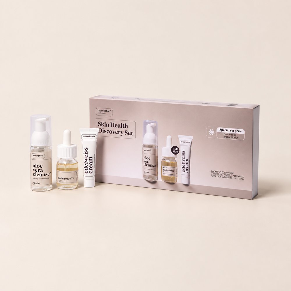 Prescription Skin Health Discovery Set doos met producten