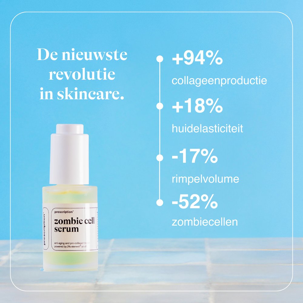 Prescription Zombie Cell Serum 30ml resultaten collageen en elasticiteit