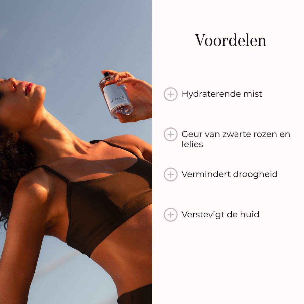 Salt & Stone Body Mist Black Rose & Oud 100ml voordelen met mist